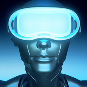 Robot wearing VR headset